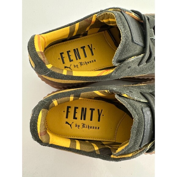 PUMA x Fenty Cleated Creeper Suede Platform Green Yellow Brazil Women's 5.5 NEW - Picture 10 of 12